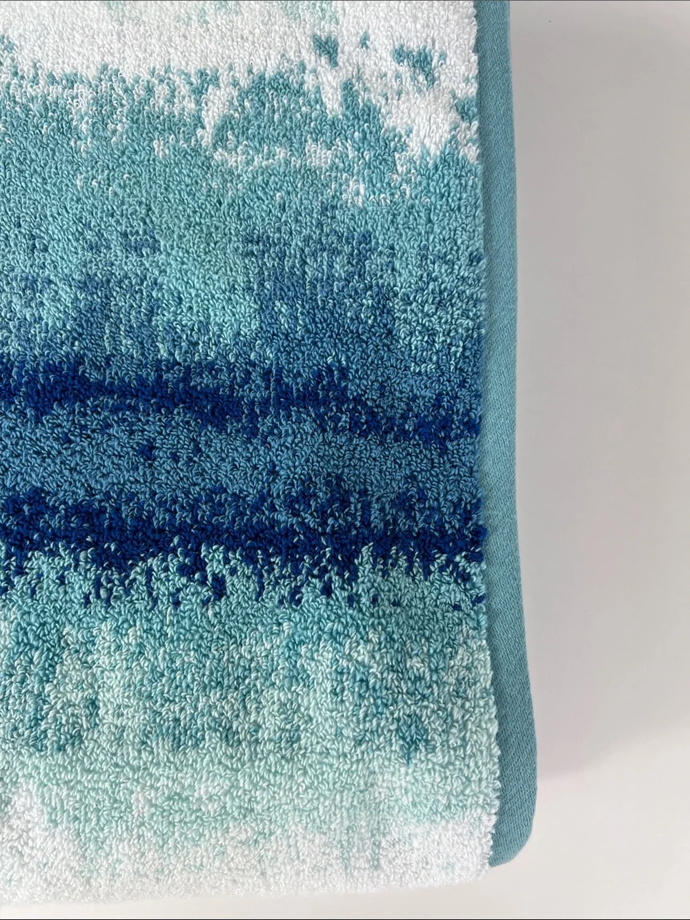 Common Thread Bath Towel Set Blue White Abstract Pattern 100% Cotton 2 pc NEW